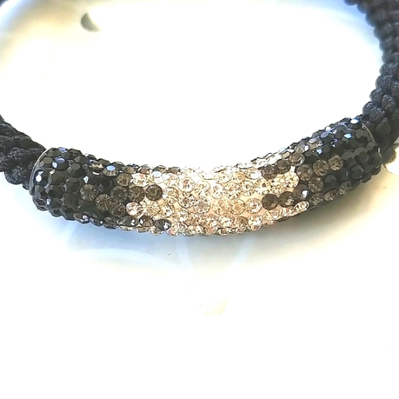 ✨BOGO FREE✨Crystal Pave bar bracelet + pendant necklace black/grey NWT - Picture 4 of 6